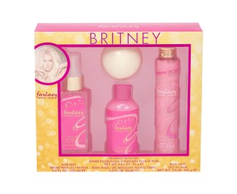 Britney Spears Fantasy vlasová mlha 100 ml + šumivá koule do koupele 75 g + sprchový gel 95 ml + sůl do koupele 100 g