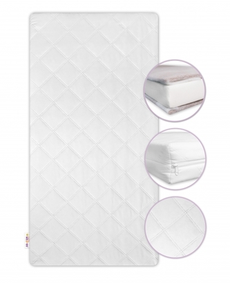 Matrace do postýlky kokos/pěna/kokos 120x60x10cm, Baby Nellys - bílá; 120x60