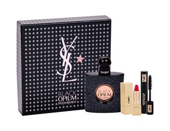 Yves Saint Laurent Black Opium parfémovaná voda 50 ml + řasenka Volume Effet Faux Cils odstín č.1 2 ml + rtěnka Rouge Pur Couture odstín 1 1,4 ml