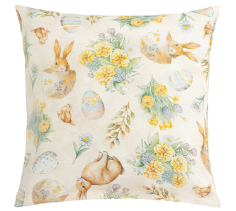 Povláček EMA - Velikonoce - Zajíček, květ béžová, žlutá - 45x45 cm