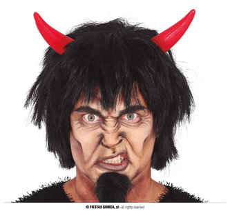 Paruka čerta s rohy v boxu