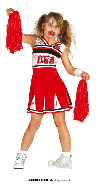 Zombie roztleskávačka dětský kostým 10-12 let