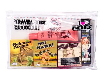 TheBalm Mary-Lou Manizer rozjasňovač 2,7 g + bronzer Bahama Mama 3 g + tvářenka Hot Mama! 3 g + řasenka Mad Lash 4,5 ml Black + podkladová báze 12 ml + kosmetická taštička