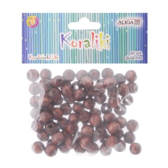 Korálky kulaté, dřevěné hnědé 12 mm - 80 ks