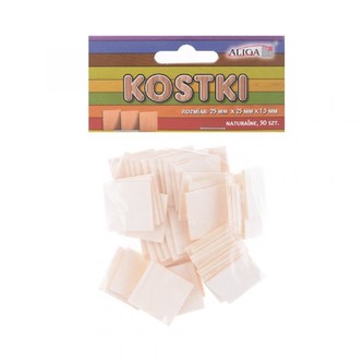 Kostky kreativní, dřevěné, přírodní 25 x 25x 1,3 mm - 50 ks