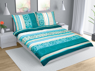Povlečení bavlna na dvoudeku - Mandala tyrkysová - 240x220, 2ks 70x90 cm (240 cm šířka x 220 cm délka prodloužená)