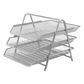 Drátěný stojan s 3 zásuvkami, stříbrný