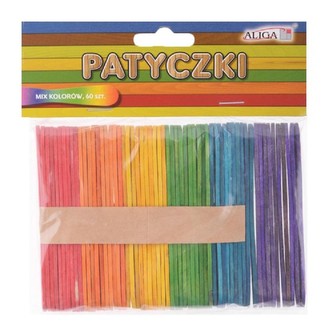 Dřívko kreativní, tvarované, barevné - 60 ks