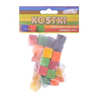 Dřevěné kostičky, různobarevné 15 x 15 x 15 mm