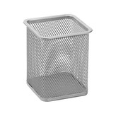 Drátěný kalíšek na tužky hranatý, stříbrný