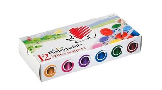 Temperové barvy, v kalíškách, 12ks, ICO "Ježek", různé barvy