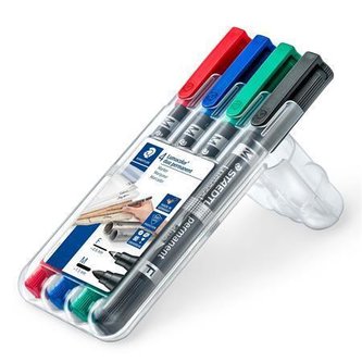 Permanentní popisovač "Lumocolor 348 Duo", sada, 4 barvy, kuželový hrot, F/M, oboustranný, STAEDTLER
