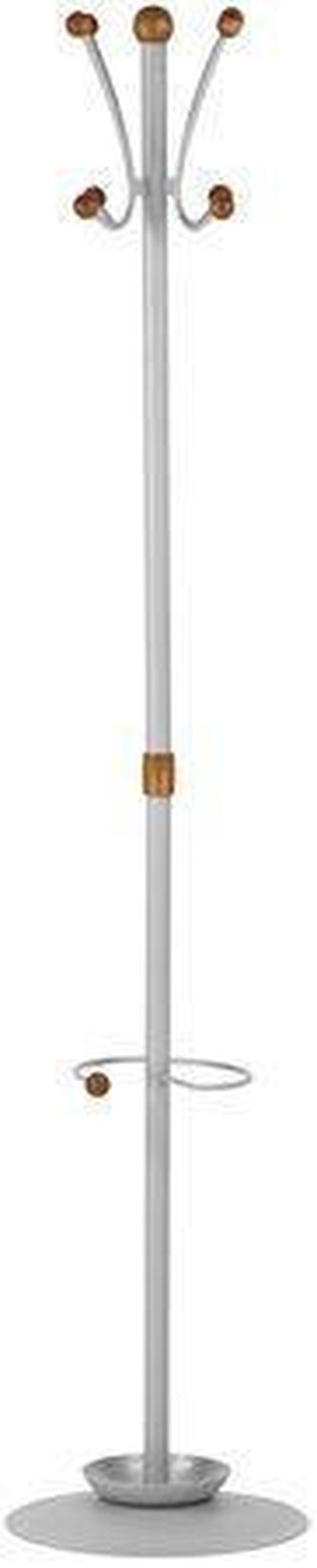 Stojanový věšák, kovová tyč, dřevěné koncovky, "Orione", šedý