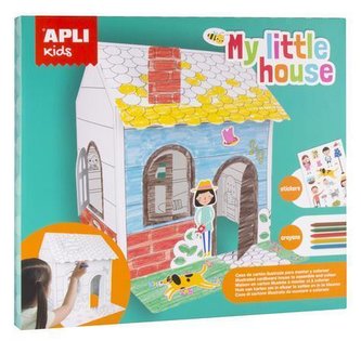 Kreativní sada "Sticker & Crayon", kartonový domeček, barvitelný, APLI Kids 16716