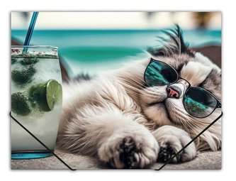 Desky s gumičkou "Chillout cat", A4, 15 mm, PP, PANTA PLAST