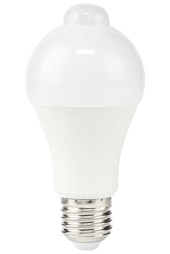 NEDIS LED žárovka E27/ A60/ 8,5 W/ 220 V/ 806 lm/ 3000 K/ teplá bílá/ detekce pohybu/ matná