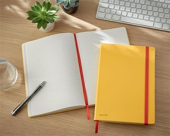 Poznámkový sešit "Cosy Soft Touch", matně žlutá, linkovaný, B5, 80 listů, tvrdé desky, LEITZ