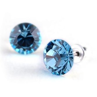 Náušnice "MADE WITH SWAROVSKI ELEMENTS", modrá aqua, 8 mm, ART CRYSTELLA 1800XKE015