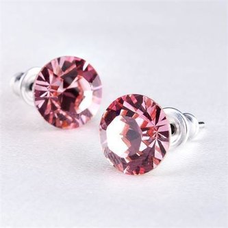 Náušnice "MADE WITH SWAROVSKI ELEMENTS", růžová, 8 mm, ART CRYSTELLA 1800XKE002