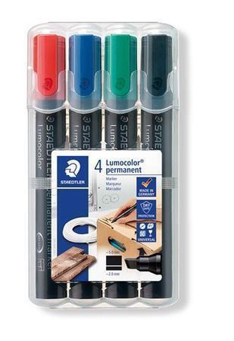Permanentní popisovač "Lumocolor 350", sada, 4 barvy, klínový hrot, STAEDTLER