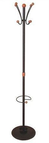 Stojanový věšák, kovová tyč, dřevěné koncovky, "Orione", černý