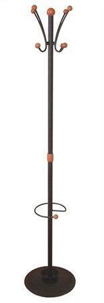 Stojanový věšák, kovová tyč, dřevěné koncovky, "Orione", černý