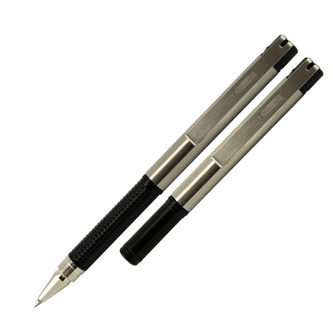 28012 Kuličkové pero "F 301 Compact", modrá, 0,24 mm, černé tělo z nerezové oceli, ZEBRA