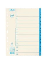 Rejstříky, bílá, A4, karton, 1-12, ESSELTE