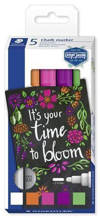 Křídové popisovače "Lumocolor 344", 5 různých barev, 2,4 mm, kuželový hrot, STAEDTLER 344 C5