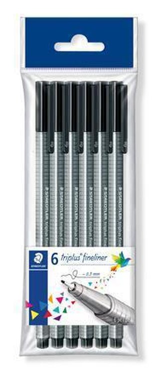 Liner "Triplus 334", sada - 6ks, černá, 0,3 mm, STAEDTLER