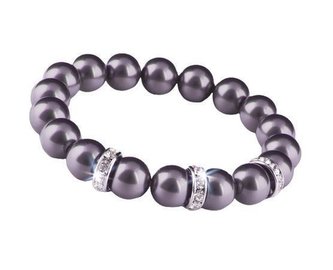 Náramek, ze stříbrno-slézových SWAROVSKI perel, s rondella krystalem, 10 mm, ART CRYSTELLA 1831XGY08