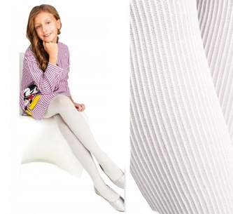 Dětské silonky, punčocháče, proužkované - bílé, vel. 128/134; 128-134 (7-9r)