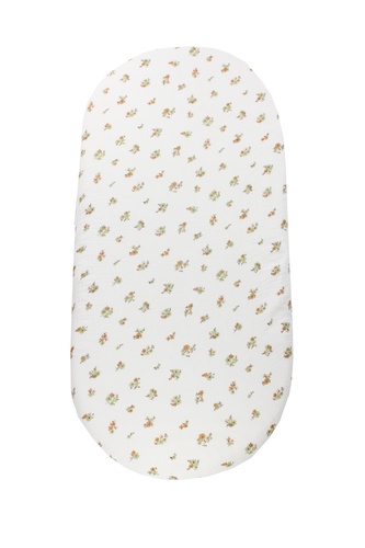 enie baby Mušelínové prostěradlo do kočárku bílé se zelenými květy