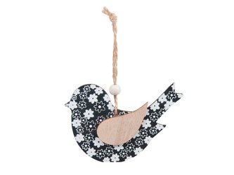 záves dřevo ptáček 17x10cm/2ks černý 2221725