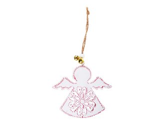 závěs Anděl plech 9cm - bílý s ornamentem 8885836