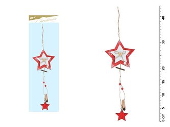 závěs Hvězda červená 44x12cm JK-6067A 8885696