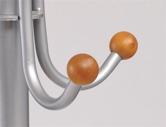 Stojanový věšák, kovová tyč, dřevěné koncovky, ALBA, "Stily", šedý