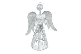 anděl 30cm stříbrný metal s lyrou 8882343
