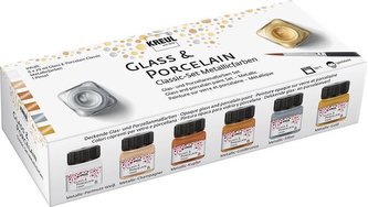 Sada barev na sklo a porcelán "METALLIC", 6 x 20 ml, KREUL Sada barev na sklo a porcelán "METALLIC", 6 x 20 ml, KREUL