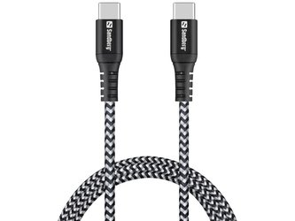 Sandberg Survivor nabíjecí kabel PD 100W USB-C do USB-C, 1m, černo-bílá