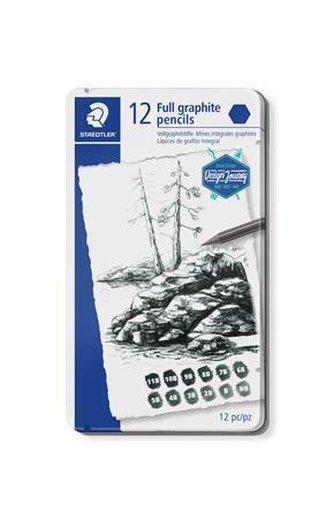 Grafitové tužky v laku "Mars Lumograph", 12 tvrdostí, sada, šestihranné, STAEDTLER