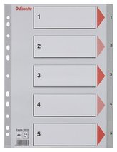 Rejstříky, šedá, A4, plast, 1-5, ESSELTE