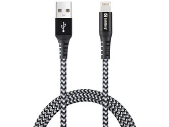Sandberg Survivor nabíjecí kabel USB-A do Lightning, 1m, černo-bílá