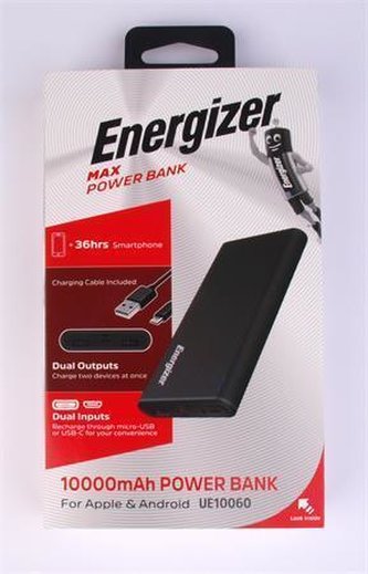 Power banka "MAX Power", 2x USB-A, 10000 mAh, 10,5W, ENERGIZER UE10060