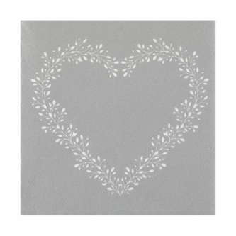 Ubrousky - Airlaid Srdce, stříbrné