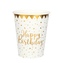 Papírové kelímky bílé se zlatými hvězdami Happy Birthday 270 ml - 10 ks