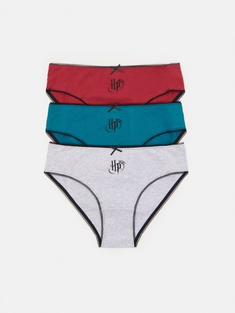 Dámské kalhotky, 3 ks, červené/modré/šedé, Harry Potter Velikost: XL