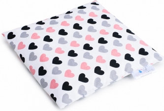 Velký termofor - nahřívací polštářek s třešňovými pecičkami, Srdíčka - pastelová