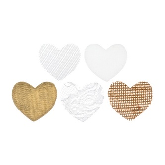 Textilní svatební konfety - srdce 25 ks