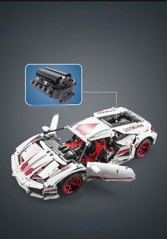 Klocki CADA.Duże auto sportowe 49 cm biały Super Car Samochód 1696 elementów